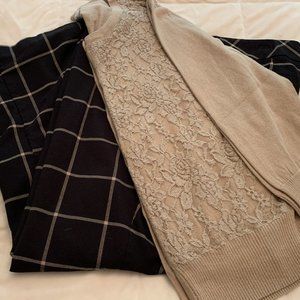 2pc Black/Tan Pants (NYC) Tan Lace Front Sweater by Van Heusen